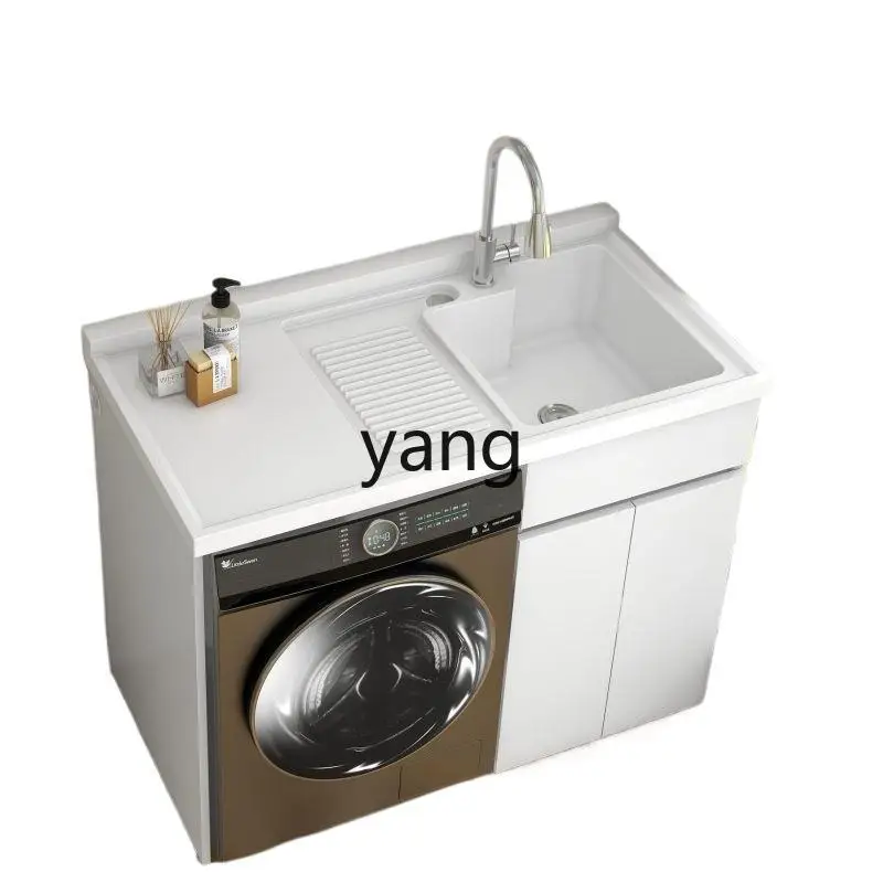 LH balcony washing machine cabinet integrated basin with rubbing board laundry cabinet significant other