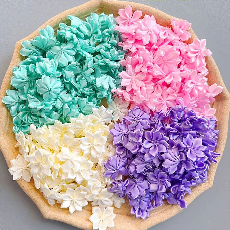 

40 шт. атласный 3D плиссированный лепесток цветок лепесток лента цветок для DIY заколка для волос, одежда, сумка, обувь, шляпа украшения патч