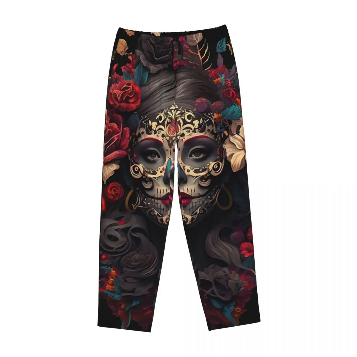 

Женские пижамные брюки с карманами в мексиканском стиле Катрина, с изображением сахарного черепа, для Дня мертвых
