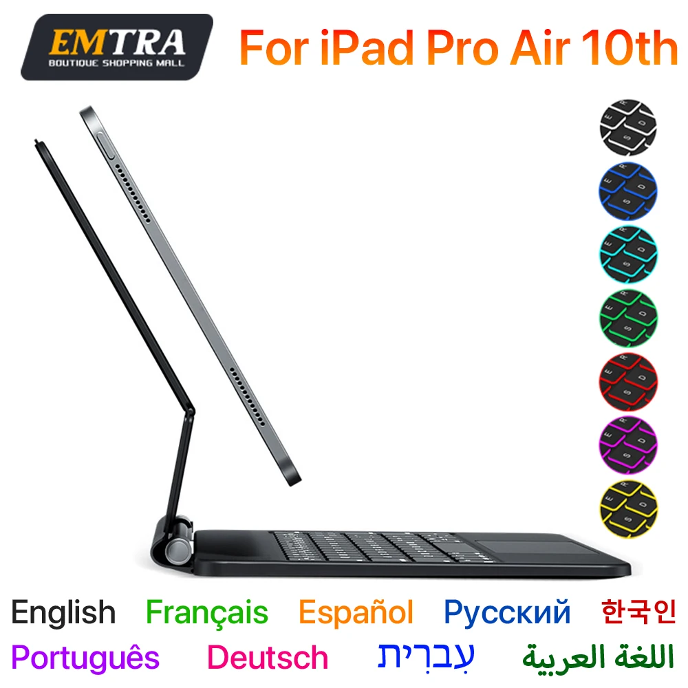 

Wireless Magic Keyboard for iPad Pro 11 Air 11 M3/M2 Pro 12.9 Pro 13 Pad A16 10th Spanish Korean Ukraine Floating Stand Keyboard
