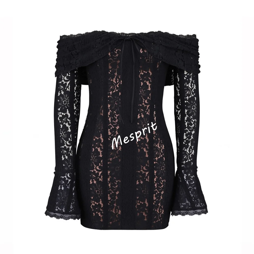 Maßgeschneidertes schulterfreies schwarzes, bezauberndes kurzes Kleid mit Spitzentemperament, maßgeschneidertes Cocktailpartykleid für besondere Anlässe, hohe Qualität