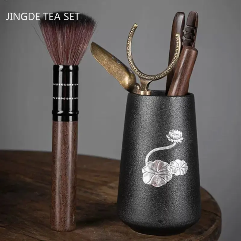 Solid Wood Ebony Tea Ceremony Six Gentlemen Set Chinese Tea Set Accessories Tea Art Tools Tea Knife Desktop Decoration