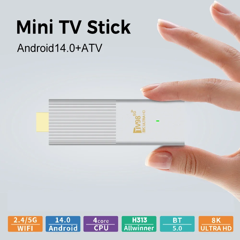 

TV98 ATV X6 TV Stick Android 14.0 Wifi 4G 5G 8K 4K H313 Media Player BT5.0 2GB 8GB Voice Remote IPTV Smart TV Box PK TV98 ATV 8K