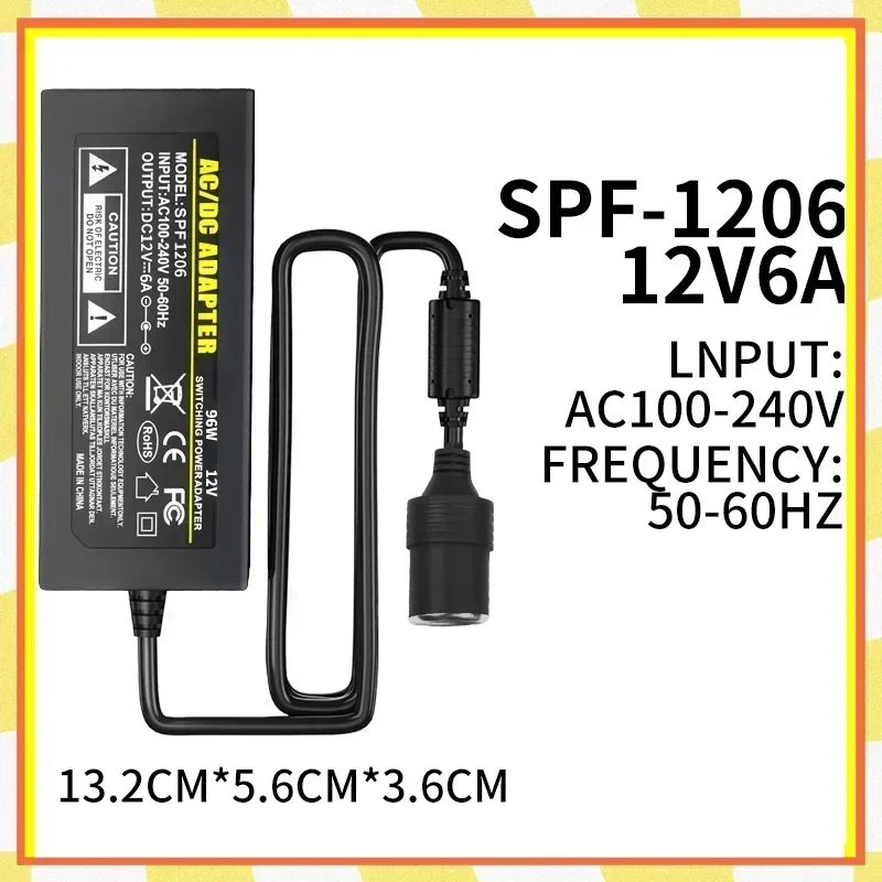 

110V, 220V to 12V 6A AC adapter, converter, inverters, charger with air pump and vacuum cleaner plug,car cigarette lighter