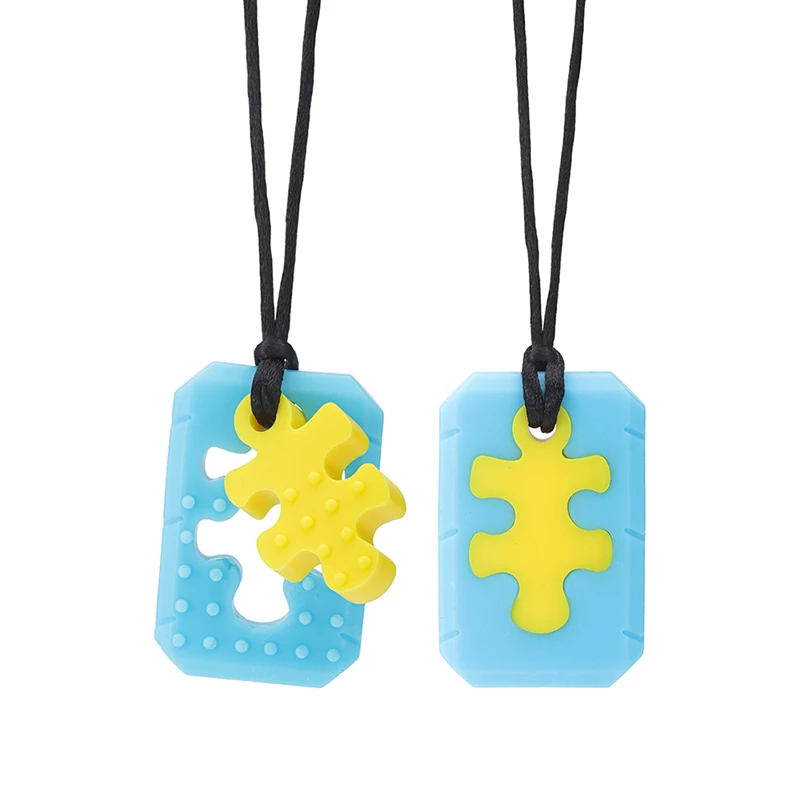 New Sensory Chewing Necklace Puzzles Texture Silicone Teether for Baby Kids ADHD Autism Biting Needs Oral Motor Chewy BPA Free