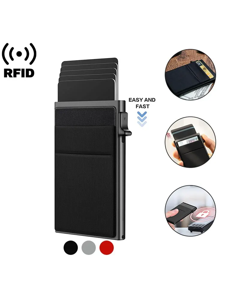 Rfid Kreditkarteninhaber Männer Dünne Dünne Mini Minimalistische Brieftaschen Luxus Metall Bank ID Cardholer Fall Brieftasche für Männer Carteras Wahl