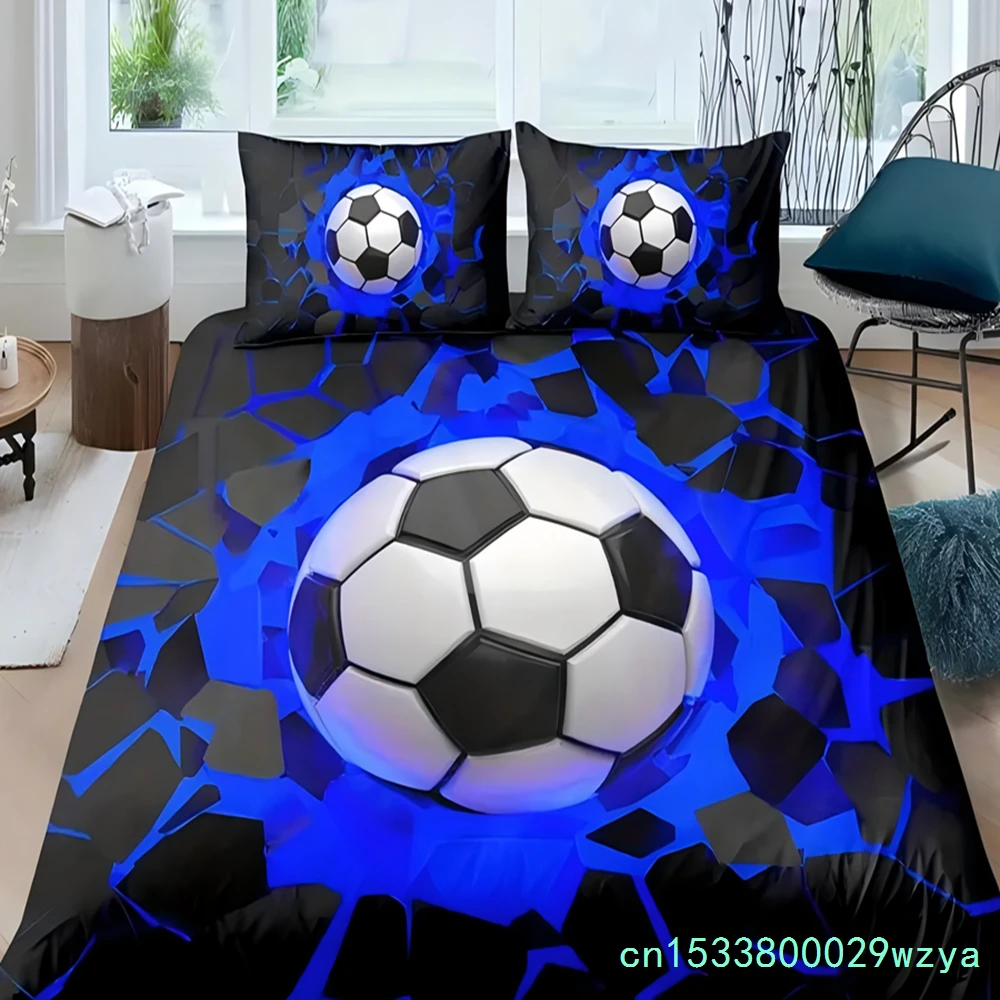 Colorful Football Print Quilt Cover Passionate Wall Impact Color Laser Science Fiction Style Polyester Comfortable Duvet Cover