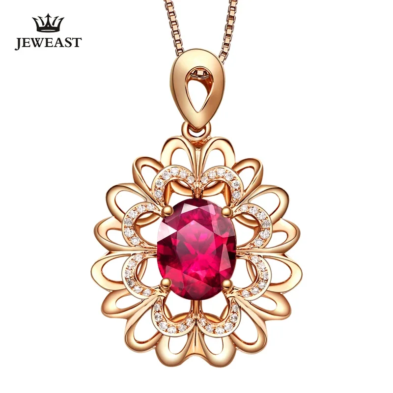 

Подвеска из чистого золота 18 карат с натуральным красным турмалином, настоящее твердое золото AU 750, высококлассные модные классические ювелирные изделия, горячая распродажа, новинка 2025 г.