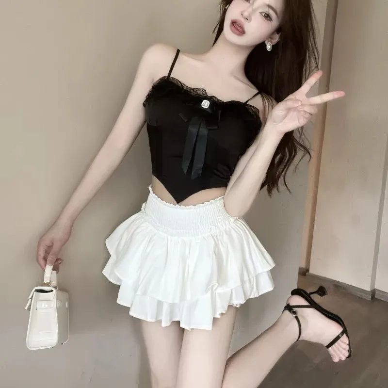 High Waist Pleated Skirts Women Casual All-match Summer Sexy Spicy Girls Fungus Streetwear Club Stylish Attractive Princess Cozy