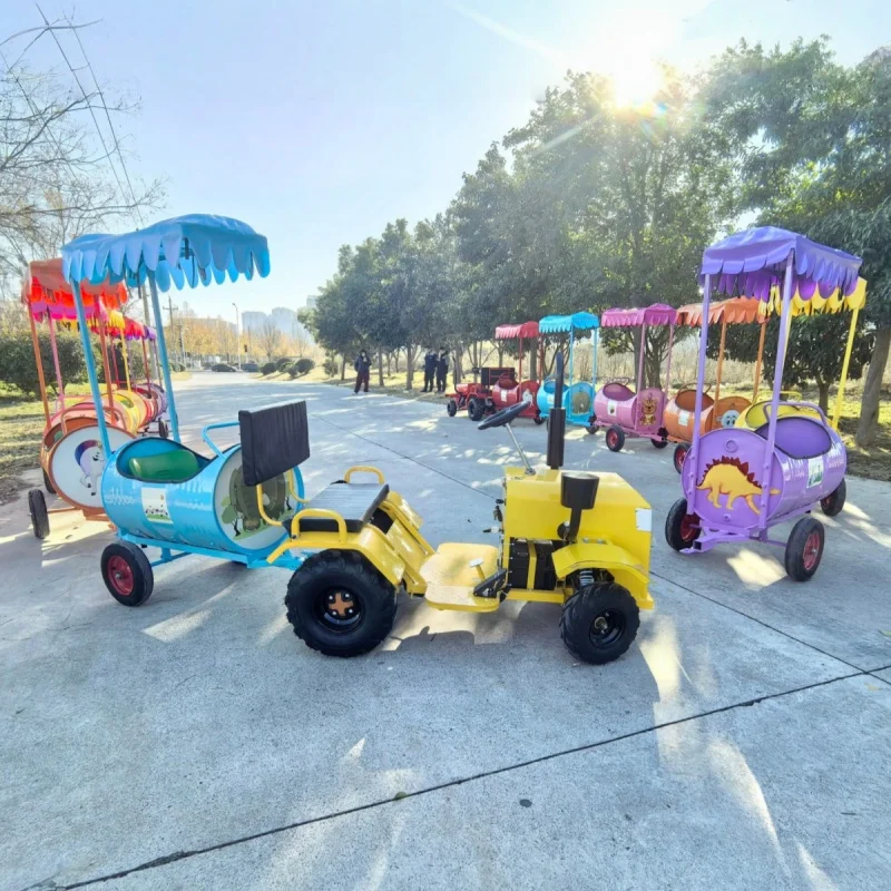 Kids Electric Train Ride, CE Certified, Theme Park Touristic Sightseeing, Barrel Design, Commercial Use, Fun Attraction