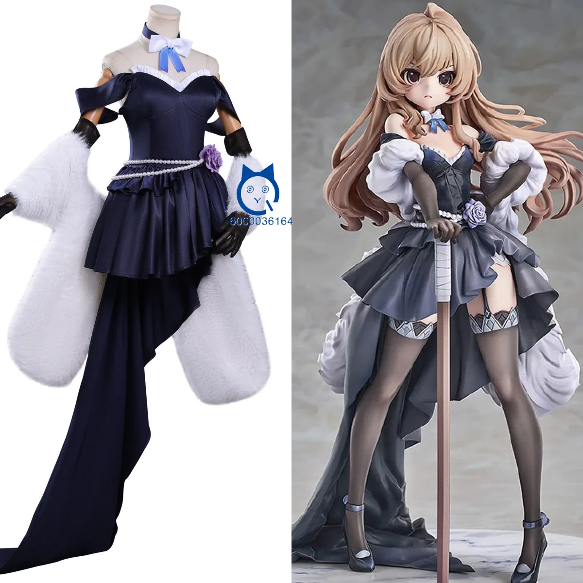 

Anime Toradora Cosplay Costume Taiga Aisaka Role Playing Blue Dress with Shawl Outfit for Women Comic Con Halloween Party Suits