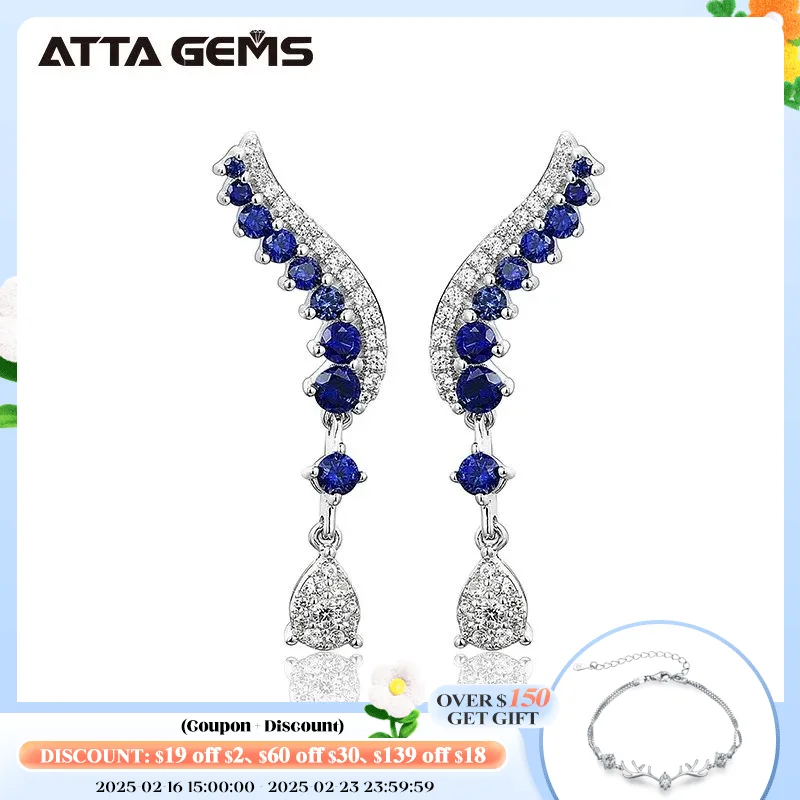 Blue Sapphire Sterling Silver Earring Classic Charming Style S925 Created Sapphire Women Wedding Engagement Jewelry Top Quality