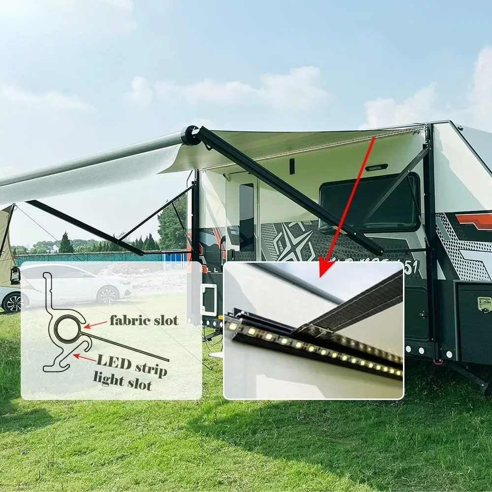 Tenda RV Bermotor Hitam Kit Lengkap Tenda RV Modular Dapat Ditarik untuk RV, Roda 5, Trailer Perjalanan, Tenda Bermotor