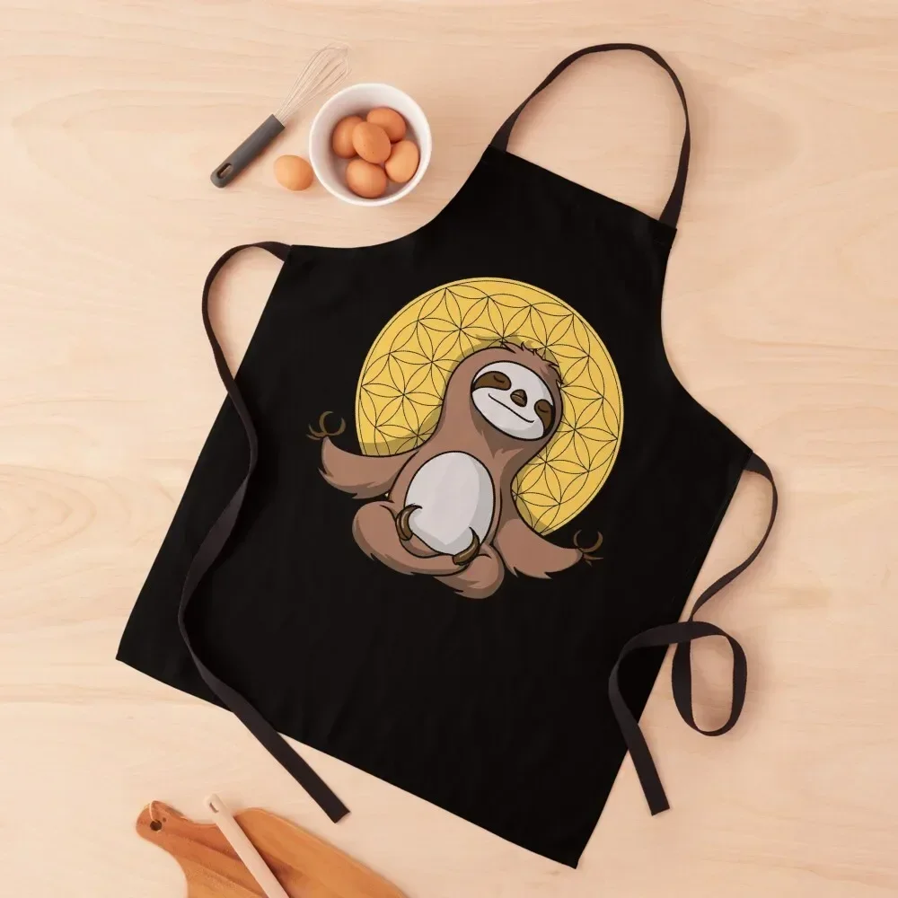 

Sloth Zen Meditation Apron painting Chef Uniform Woman Apron