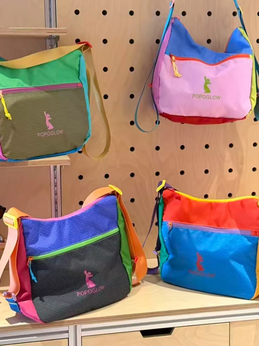 Dopamine Color Block Outdoor Waterproof Large Capacity Women's Crossbody Bag Single Shoulder Bag Double Shoulder Bag Slant Bag