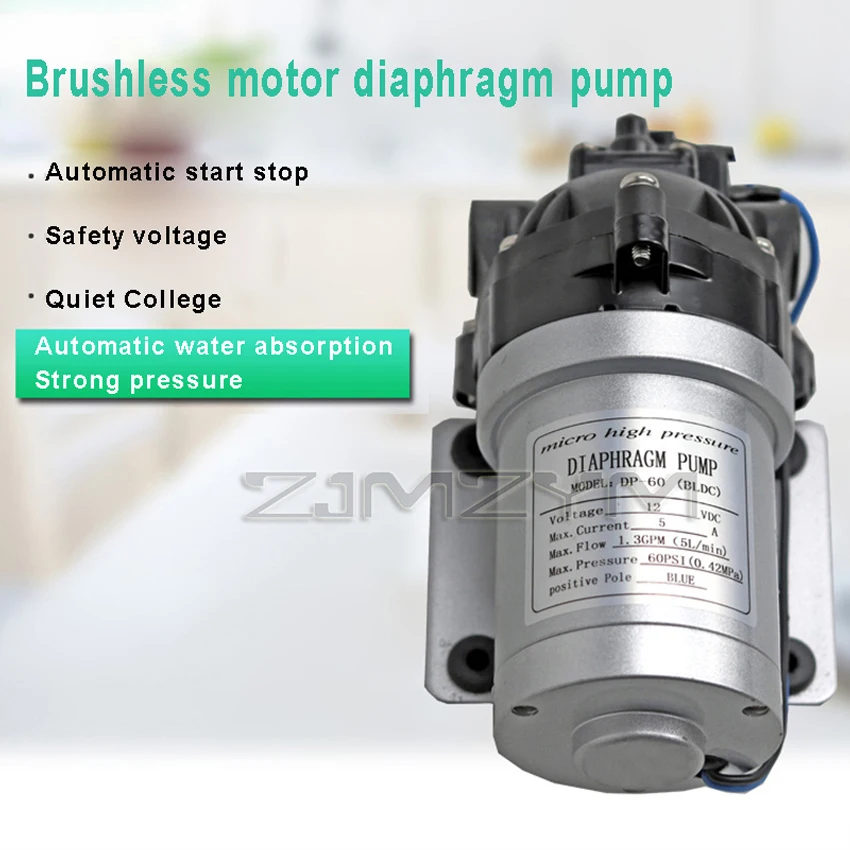 

Brushless DC High Pressure Water Pump DP-60 12V/24V 5L/min Self-Priming Diaphragm Pump Automatic Start Stop Booster Pump