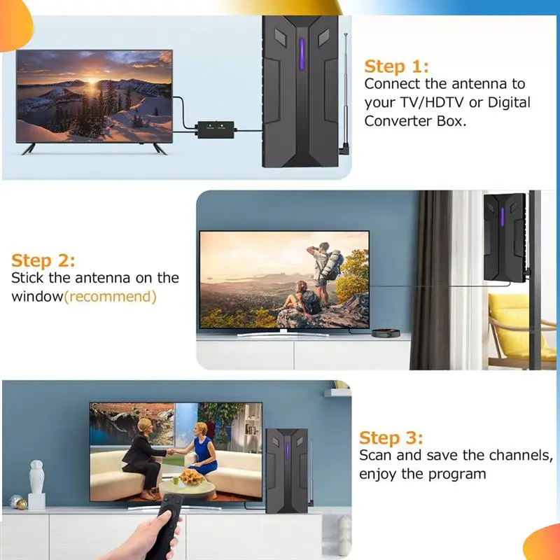 

B48A Powerful Outdoor Indoor Strong Signal HDTV DVBT2 HD 4K Full TV Signal Amplifier Digital Antenna For High-Range TV
