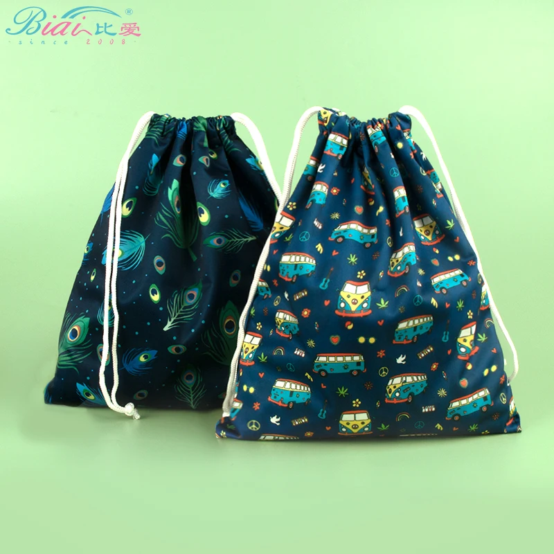 

BIAI 1PCS String Pocket Stroller Wet Bag Carry Pack Travel Outdoor Diaper Wet Bags Waterproof Nappy Pouch Portable Bag 25*30CM