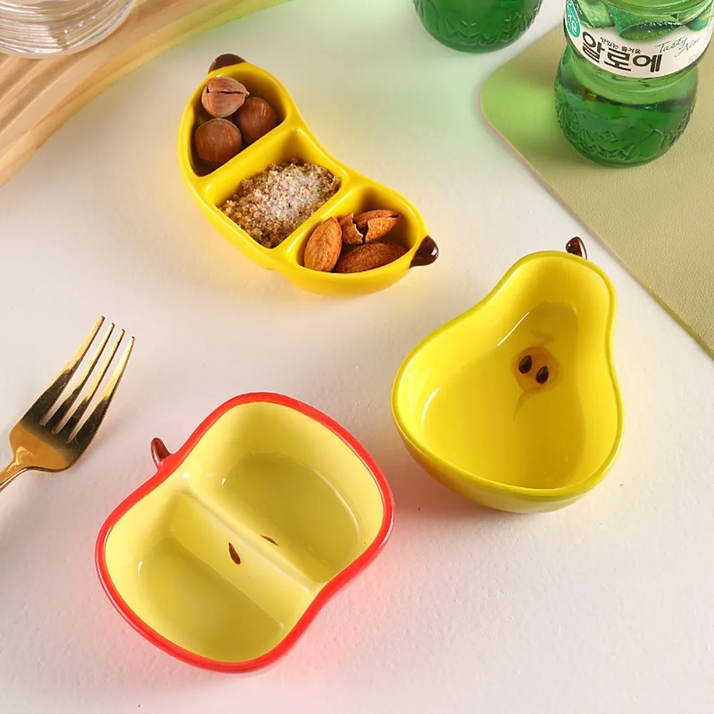 

New Porcelain Fruit Shaped Ceramic Dish Creative Multifunctional Sauces Seasonings Plate Mini Dip Saucer Kitchen Organizer