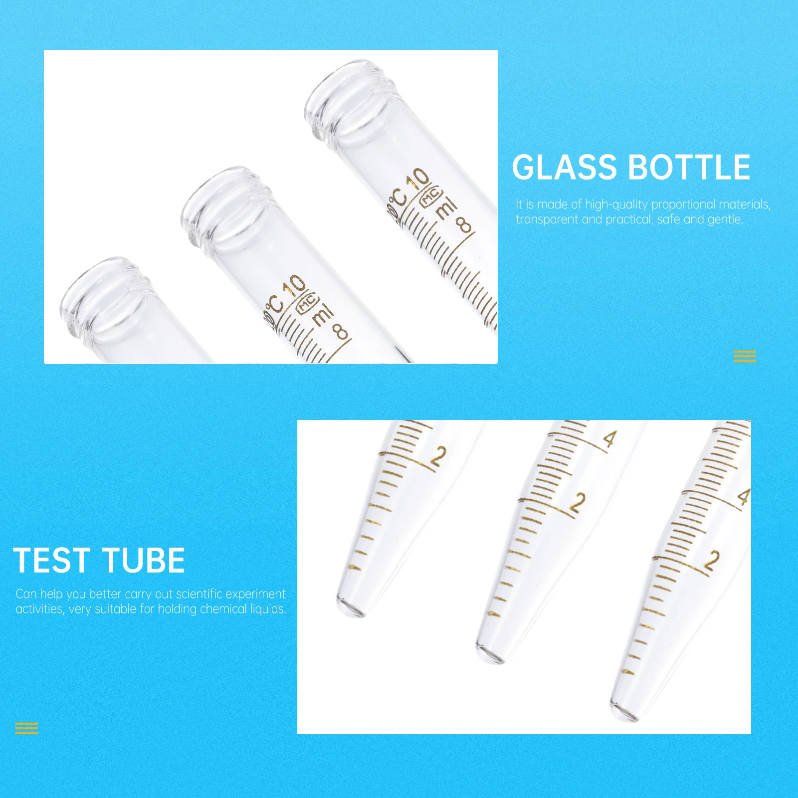

3Pcs 10ml Glass Tubes Laboratory Supplies Screw Cap Test Tubes Chemistry Tools Liquid Sample Containers