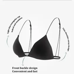 FINETOO Beauty Back Bra Front Buckle Underwear For Women French Bra Small Chest Triangle Cup Brassiere Ultra-Thin Seamless Bras