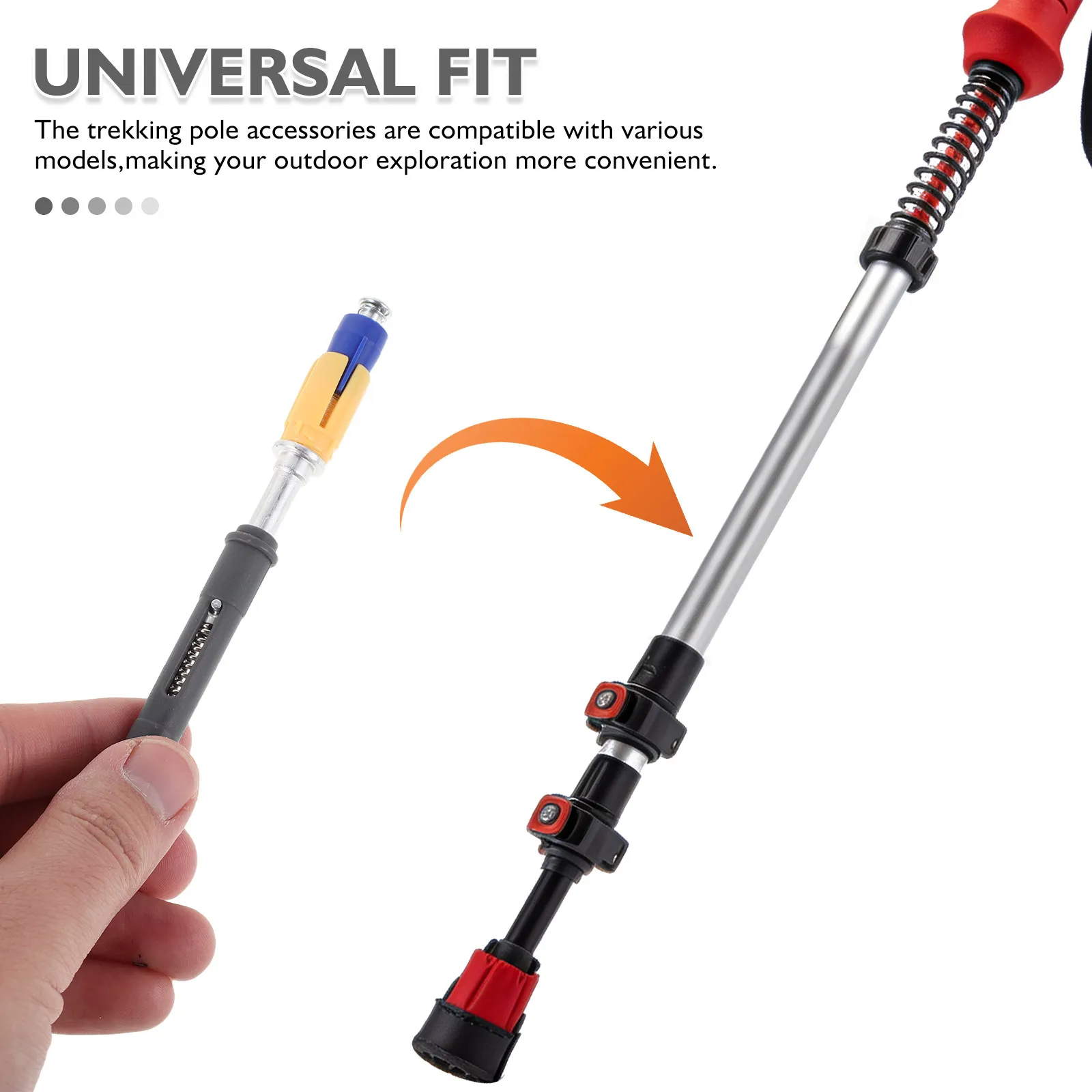 Trekking Pole Expansion Tube Yellow Shock Absorbing Stable Adjustable Hiking Stick Replacement Fitting