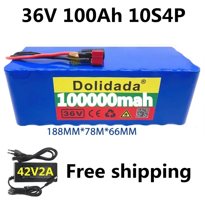

Free delivery of 36V battery pack 10S4P 100Ah battery pack 1000W high-power battery 42V 100000mAh BMS+42V2A charger