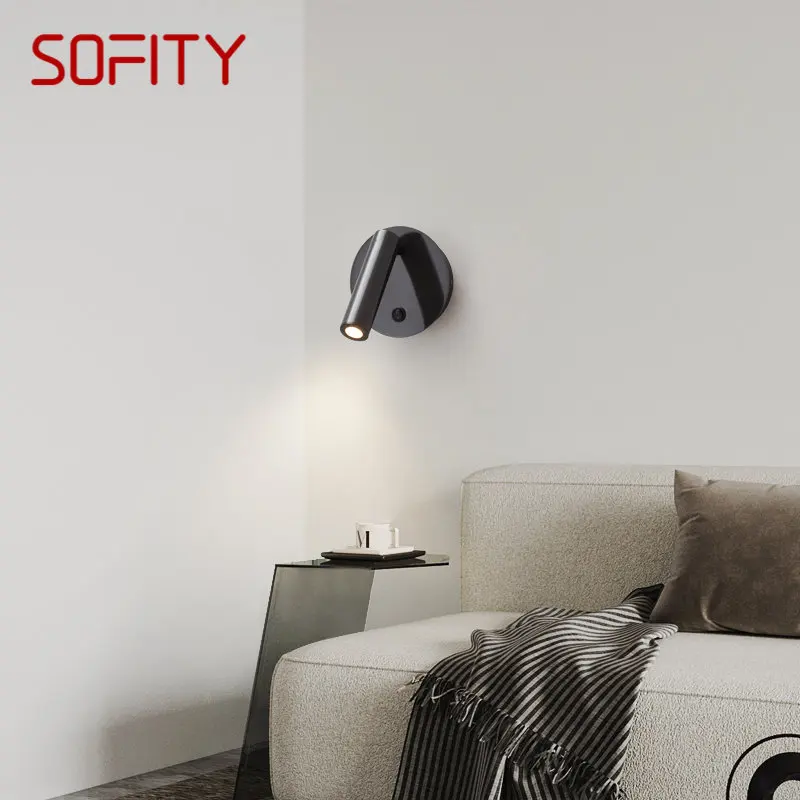 

SOFITY Nordic Black Wall Lighting Fixture LED Modern Brass Interior Sconce Lamp for Home Living Room Bedside Spotlights