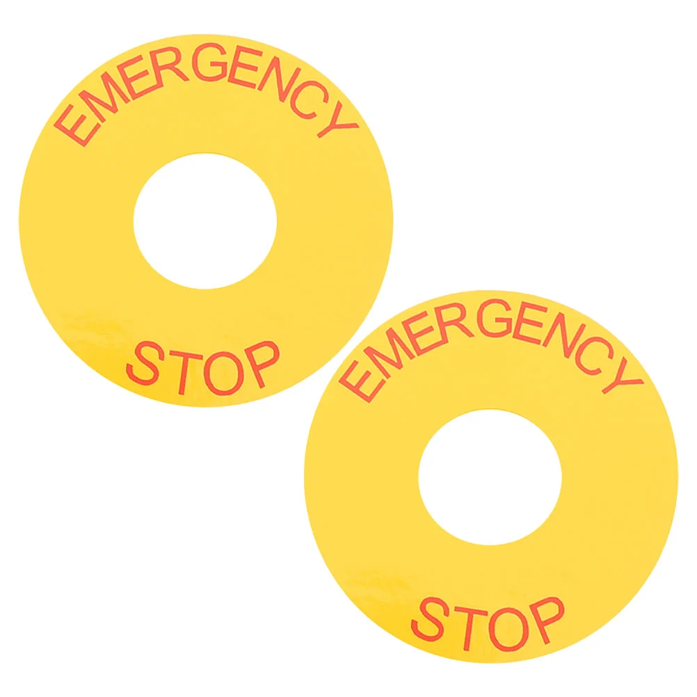 2 Pcs Equipment Warning Emergency Stop Sign Sticker Logo Factory Machinery Stickers Caution Pvc Decals