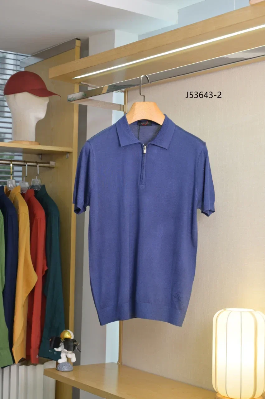 

BILLIONAIRE BLSK CPRT polo shirt silk men 2025 New Fashion embroidery elastic short sleeve thin comfort quality big size M-4XL
