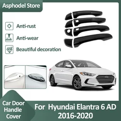 Car Door Handle Trim Cover For Hyundai Elantra 6 AD 2016 2017 2018 2019 2020 Exterior Chrome Stickers Styling Gloss Accessories
