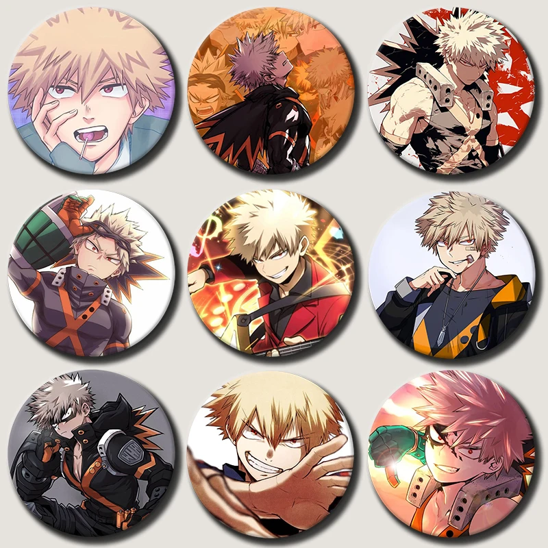 

58mm Anime Character Katsuki Bakugo Soft Button Pin Hero Cartoon Brooch Creative Badge for Backpack Clothes Decoration Gift