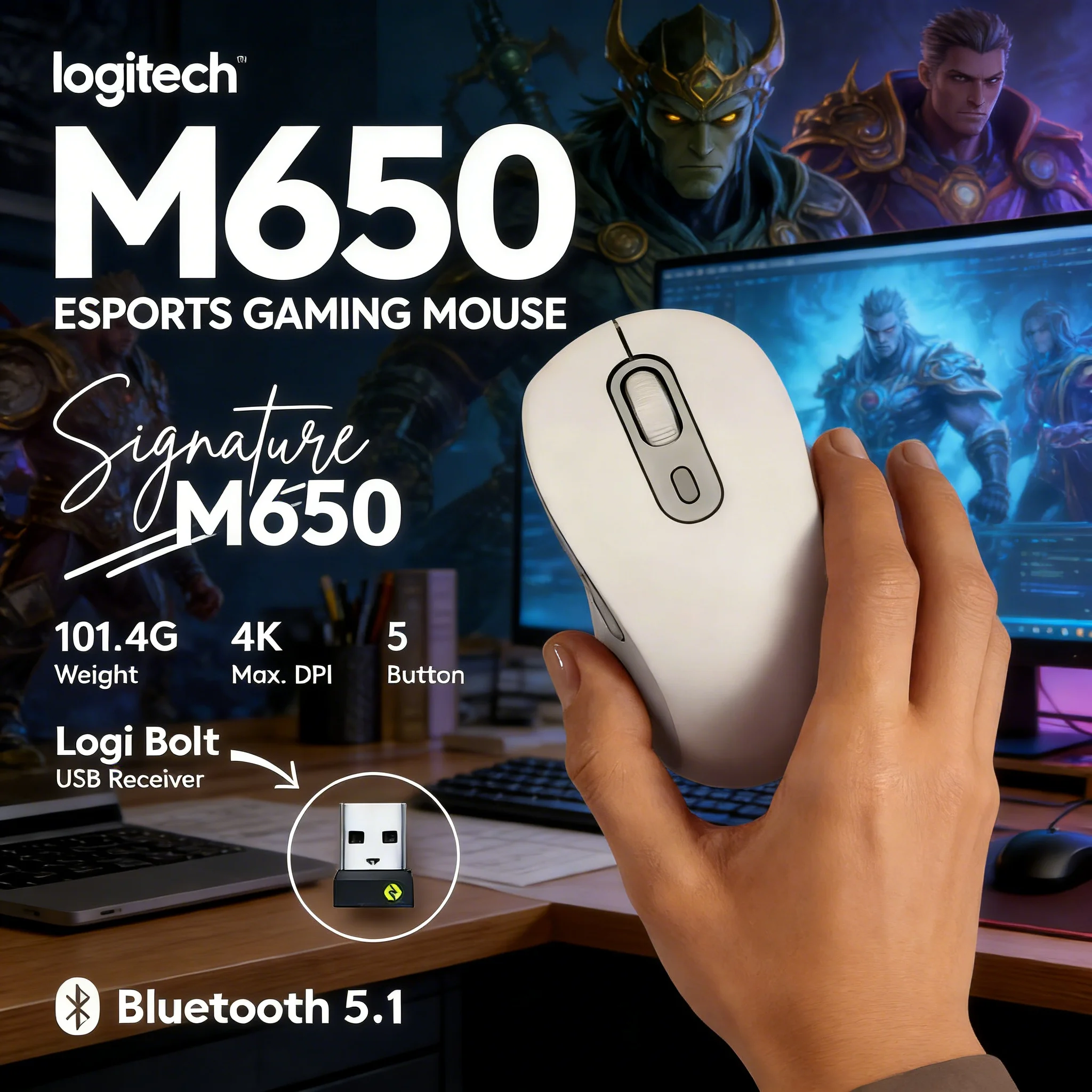 

Silent Click Wireless Office Mouse M650/M605L - Durable High Cost-Performance Plug & Play for Everyone