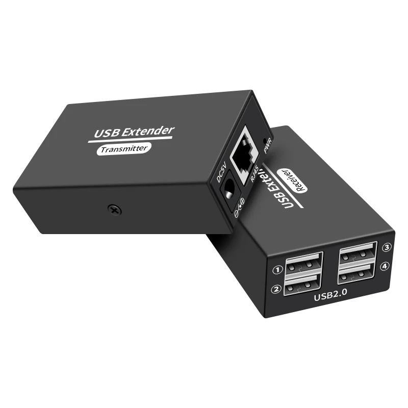 Portable Mini USB2.0 Extender 120M Over Single RJ45 Ethernet Cable 4-Port USB Hub for Computer Monitoring Mouse Keyboard