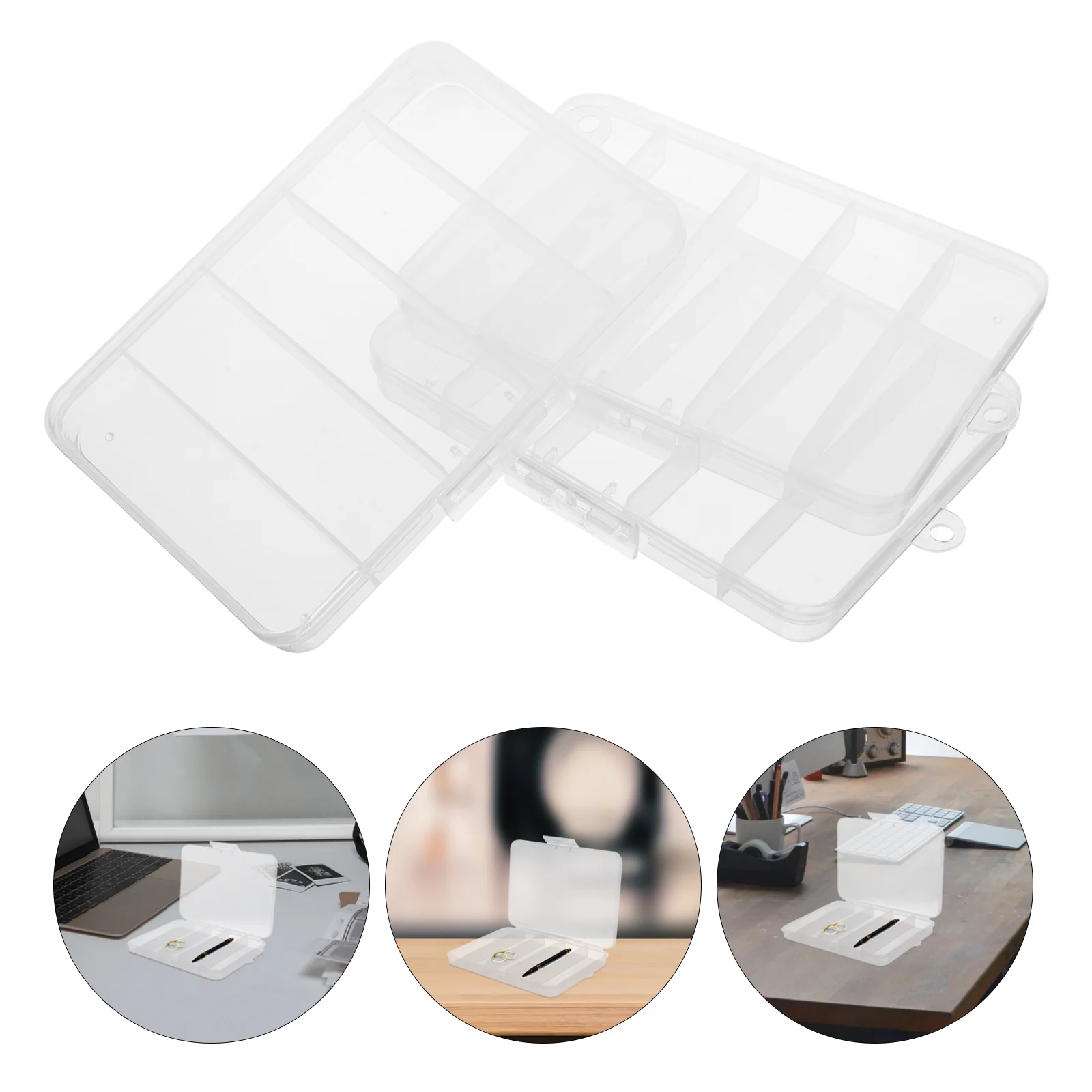 3 Pcs 5-Grid Plastic Clear Fishing Tackle Accessory Box Fishing Tackle Storage Case Fishing Lure Bait Hooks Storage Container Fo