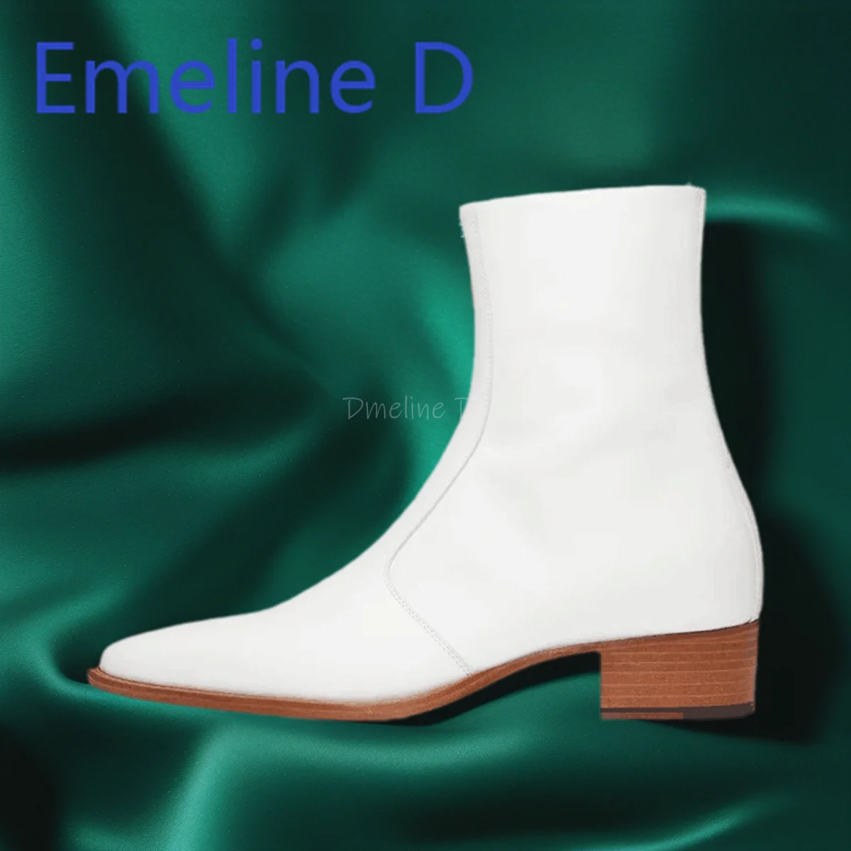 

Men's Chelsea Boots Spring and Summer New Item Cowhide Fashionable Personality Pointed Side Zipper Height Increasing Short Boots