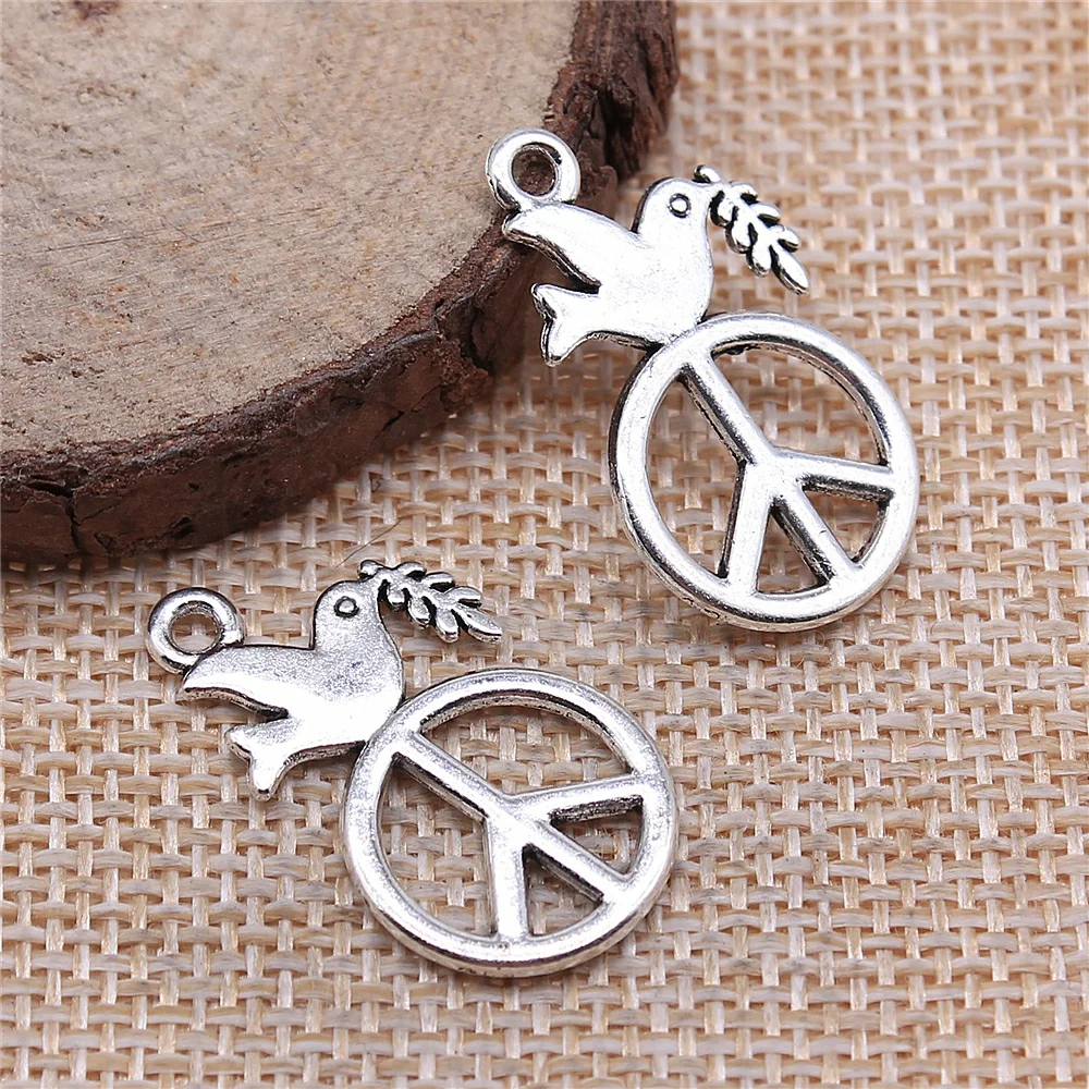 WYSIWYG 10pcs 28x16mm Peace Sign Dove Charm Pendants For Jewelry Making Peace Dove Pendants Charm