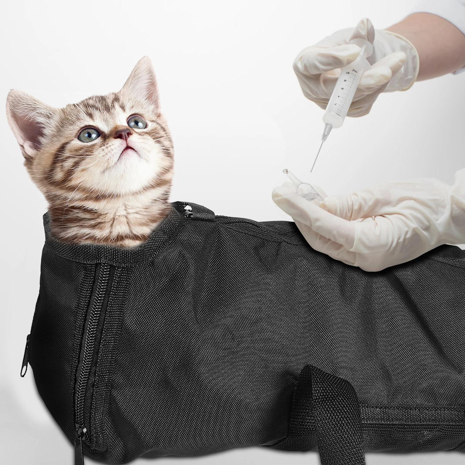 

Cat Nail Scissors Grooming Carrier Pouch Shower Mesh Drainage Cool Zippers Oxford Fabric Durable Aid Vet Travel Pet