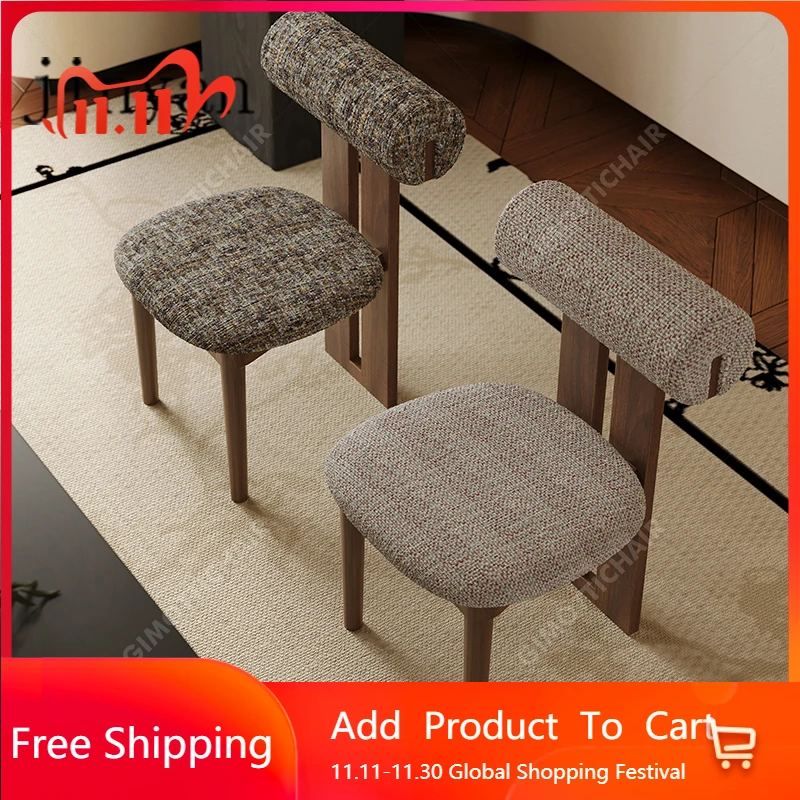 

French Solid Wood Dining Chairs Vintage Trendy Minimalist Lazy Dining Chairs European Nordic Sedie Sala Da Pranzo Furniture