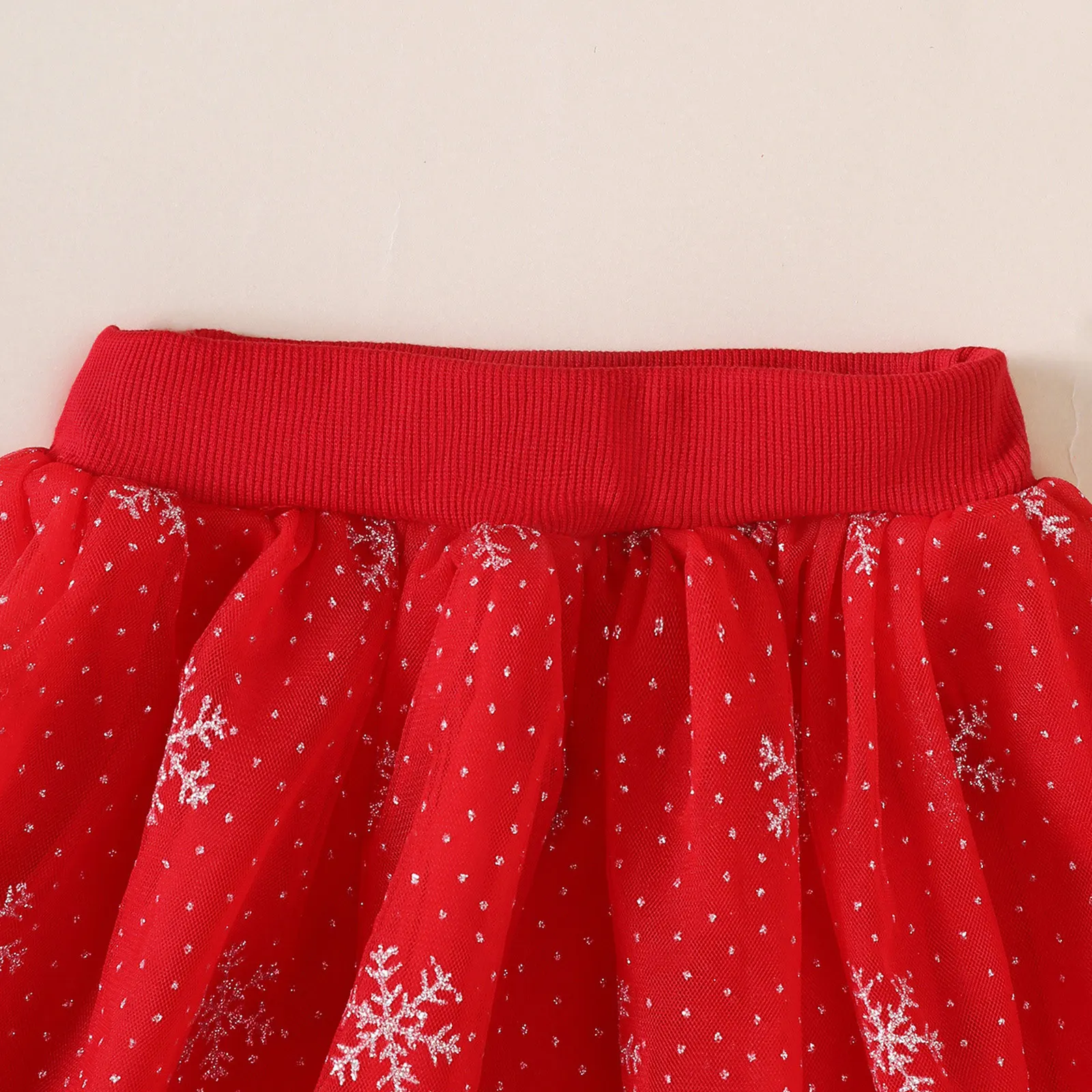 아기 소녀 크리스마스 옷 크리스마스 요소 인쇄 긴 소매 셔츠 풀오버 탑 프릴 메쉬 스커트 어린이 신년 파티 복장