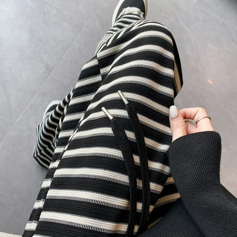 Patterned Wide-leg for Women Spring Summer Thin High-waisted Casual Pants Loose Straight