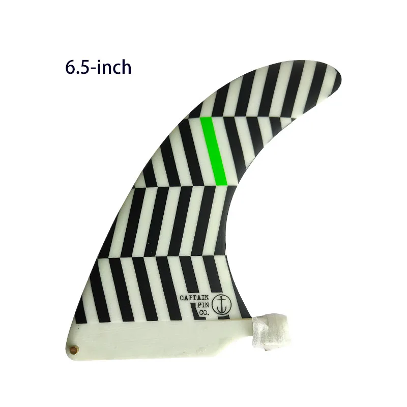 

Clearance Price 6.5” Longboard Center Fin Classic Black and White Stripes Fiberglass Surfboard Fins