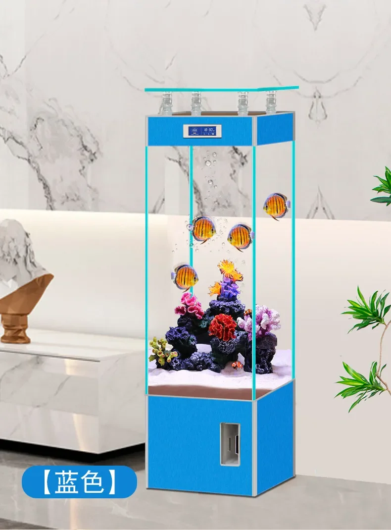 Jinjing ultra-white glass ecological fish tank square living room household floor-to-ceiling viewing aquarium box