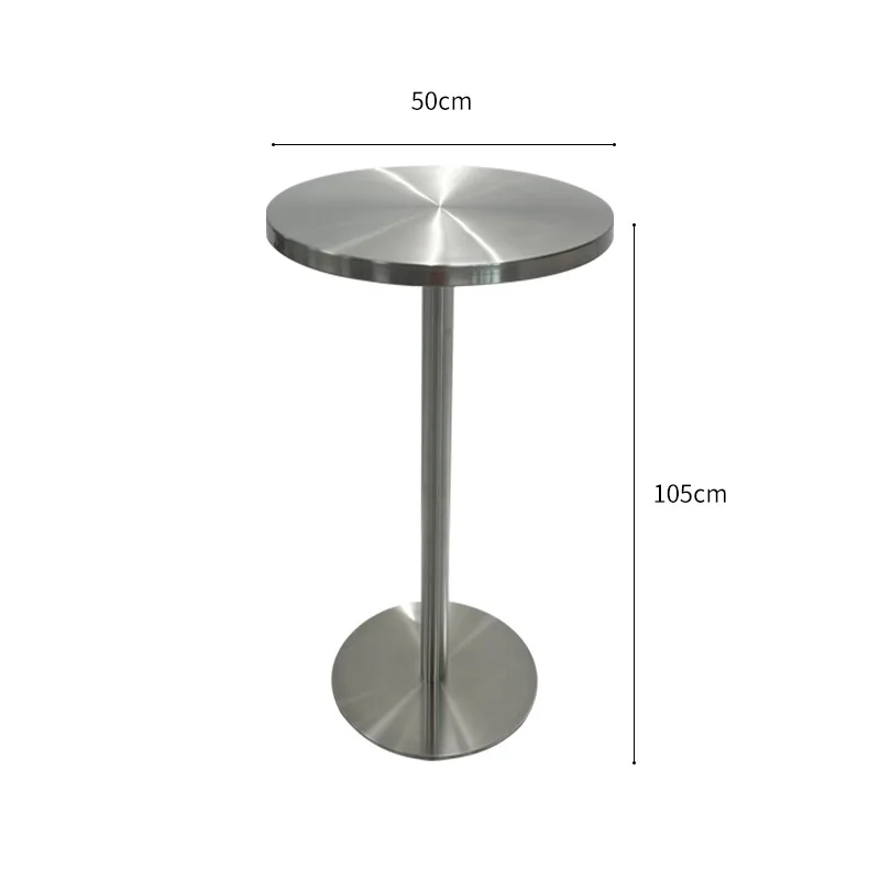 Internet celebrity nightclub bistro industrial style bar table stainless steel round table high stool metal round table chair