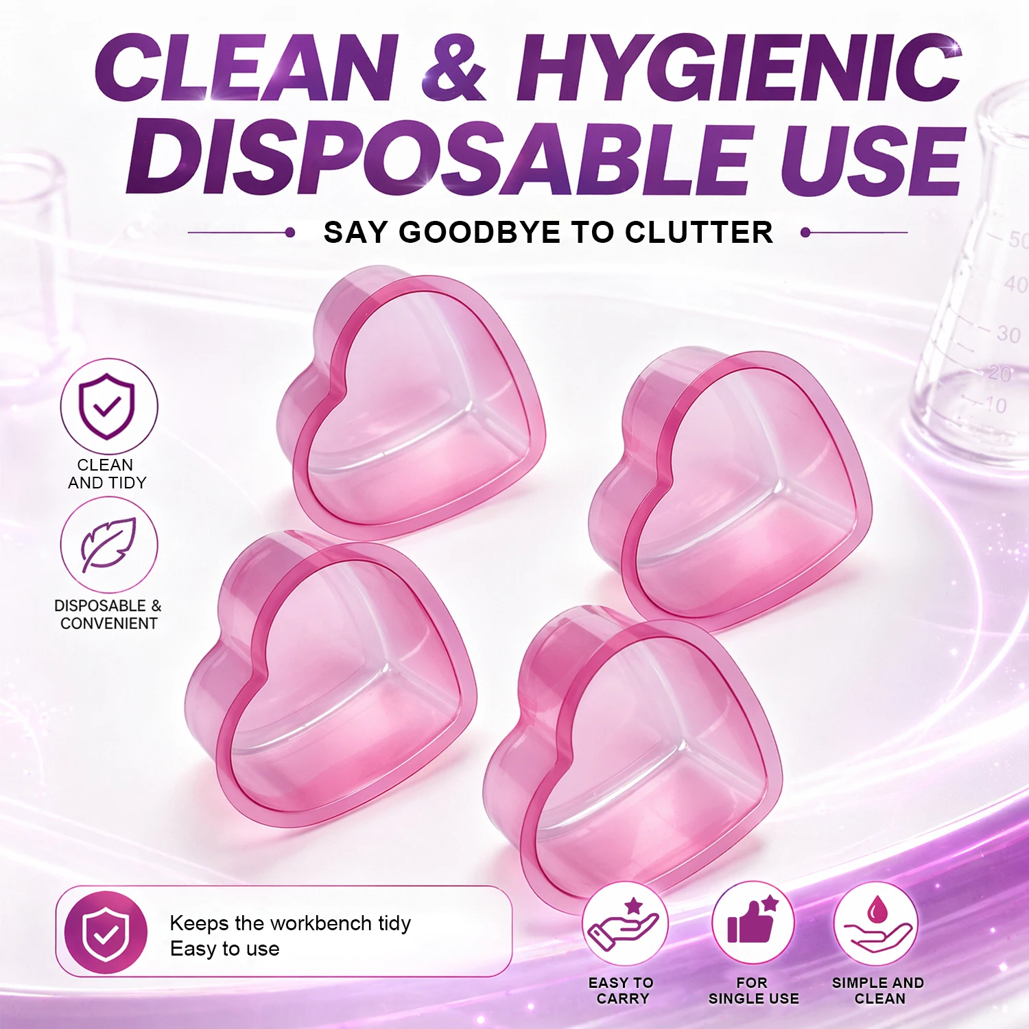 40pcs Disposable Tattoo Ink Cups Heart Shaped Plastic Pigment Cleaning Cups For Artists Tattoo Accessories