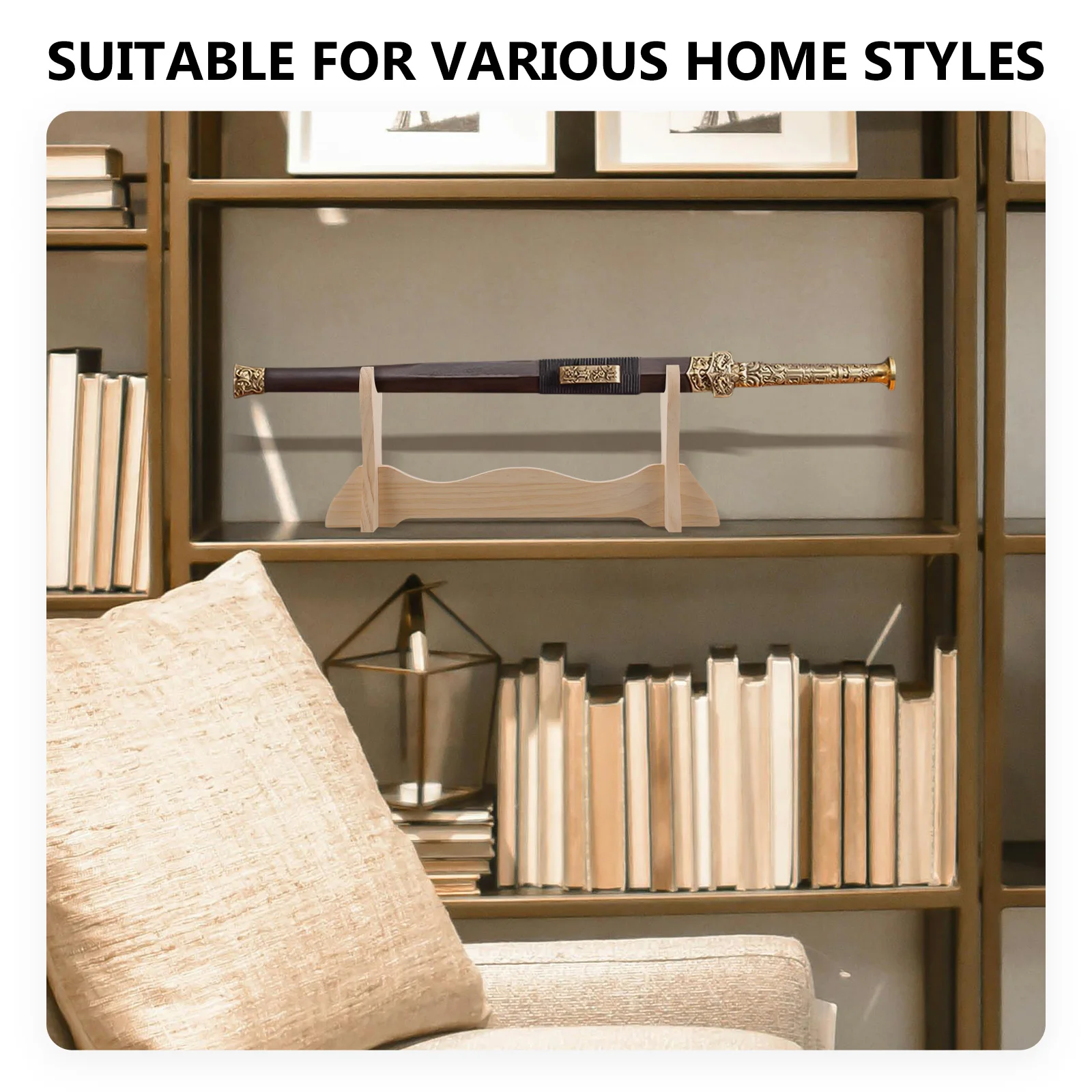

Solid Wood Sword Rack Household Shape Workmanship Decorative Desktop Storage ganizer Flute Display