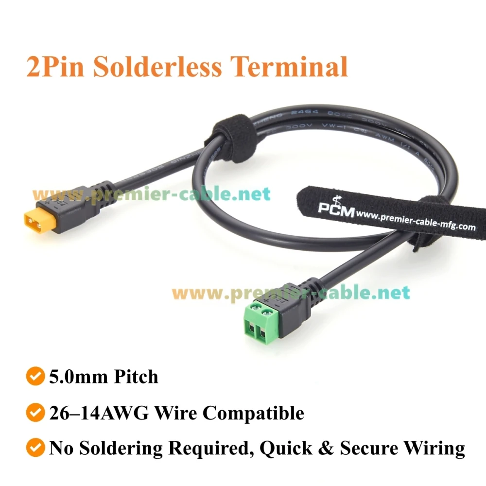 XT30 Stecker auf 2-Pin Schraubklemmenadapterkabel 18AWG XT30 auf 5,0mm Raster Lötfreies Anschlusskabel für LiPo-Akku – Detail 4