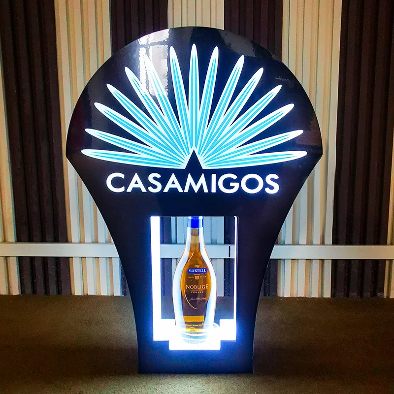 Cross-border LED luminous acrylic fan-shaped wine stand bar KTV champagne foreign wine base XO tequila display wine rack