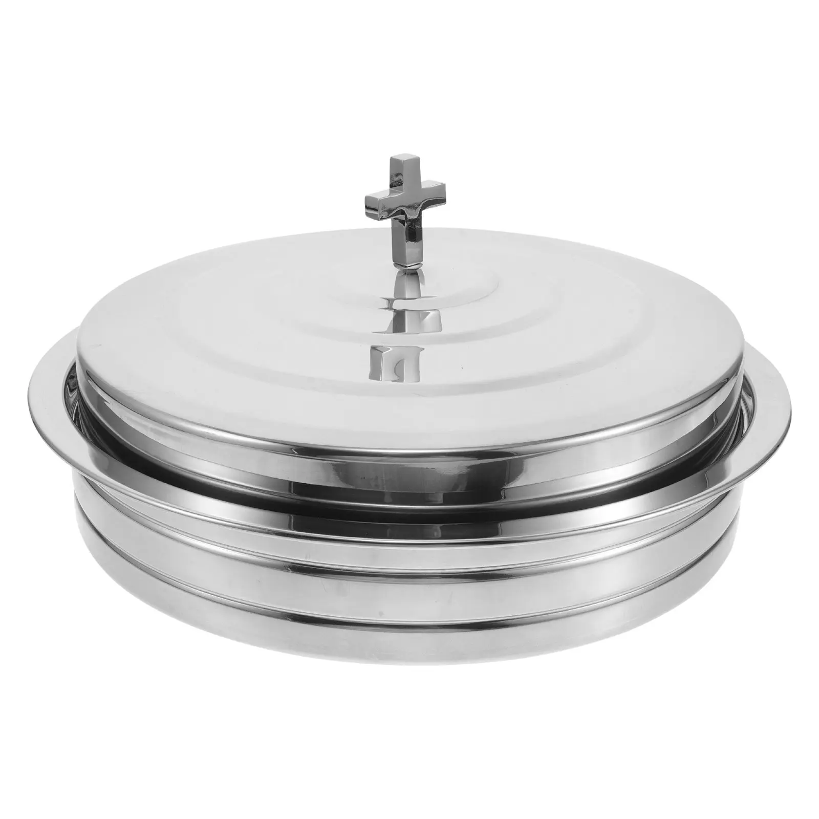 Holy Communion Bread Plate Stainless Steel Stackable Space Saving Design for Church Home Large Gatherings Communion Tray