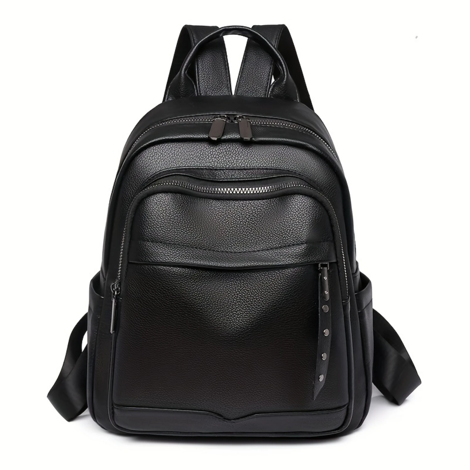 

Casual Multi Pockets Backpack, Preppy Style College Schoolbag, PU Leather Outdoor Travel Knapsack Computer Daypack